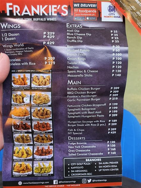 frankies pampanga|*Frankie's New York Buffalo Wings Menu .